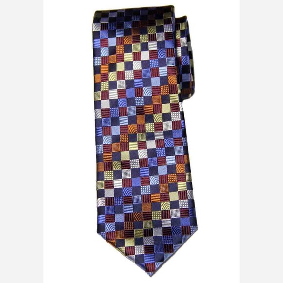 Jos A Bank Silk Tie Geometric Multicolor Men's - Picture 1 of 1